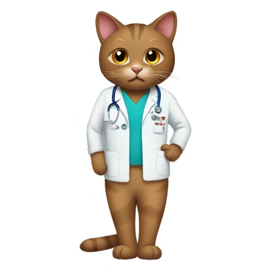 Brown cat in scrubs in love sticker