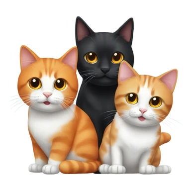 2 black cats and a orange and white cat  sticker