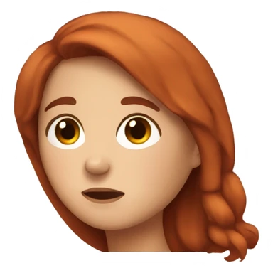 tired girl with auburn hair  sticker