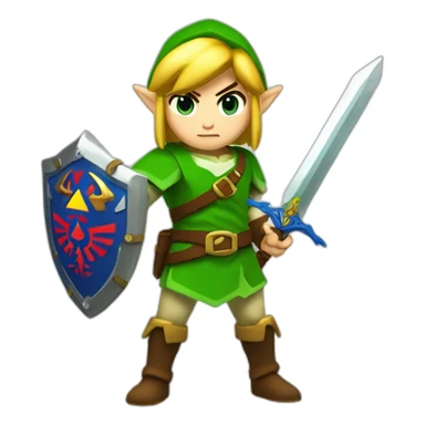 Zelda link standing with sword and shield sticker