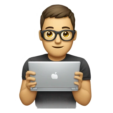 Développeur web qui porte des lunettes avec un pc dans les mains sticker