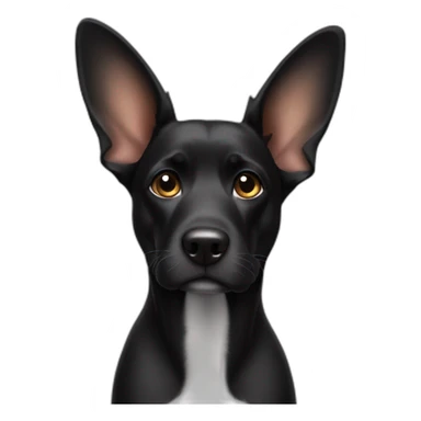 black dog with big up ears sticker