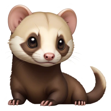 Cinematic Noble sable ferret Portrait Emoji, Poised and dignified, with a sleek, elongated body and a distinct sable ferret head featuring a pointed snout, small, rounded ears, and intelligent, beady eyes, covered in soft, sleek fur with natural brown and cream hues, Simplified yet sharp and sophisticated features, highly detailed, glowing with a warm, natural glow, high shine, exuding an air of quiet confidence, focused and watchful, soft glowing outline, capturing the essence of a clever and majestic sable ferret that feels as though it could leap from the screen with effortless grace! sticker