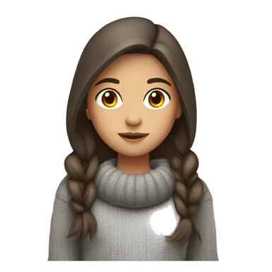 winter, christmas, hispanic, long brown hair, girl, brown eyes, child, full body, grey sweater sticker