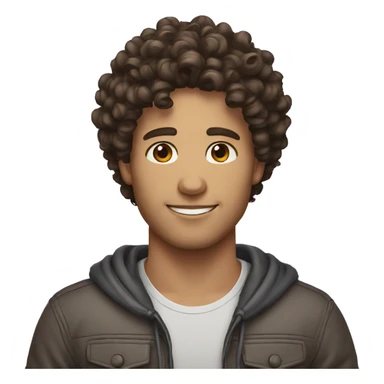 Curly hair brunette male sticker