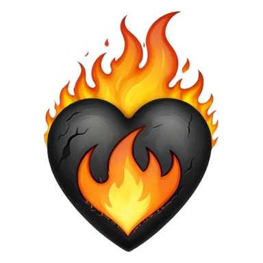 Black heart in flames sticker