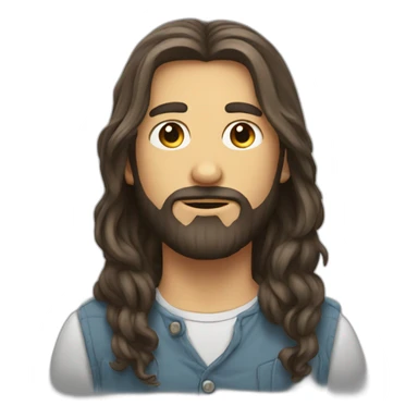 boy with long hair and full beard sticker