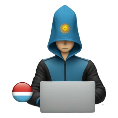 a hacker behind a computer with an argentinian flag sticker