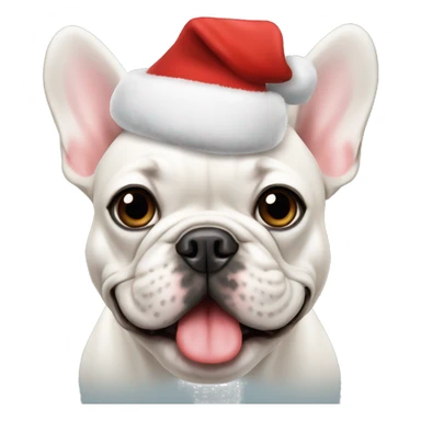 French bulldog with a Christmas hat  sticker