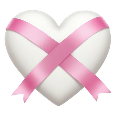 White heart with pink ribbon  sticker