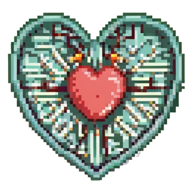 microchip heart retro-tech aesthetic sticker