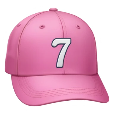 pink cap with number “7” on it sticker