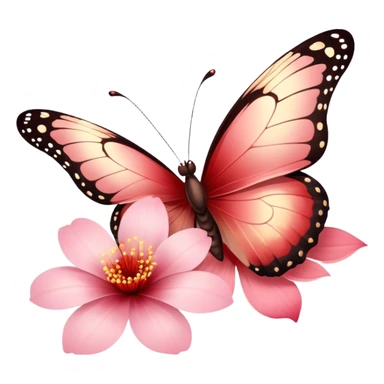 "With wings of Champagne Pink blending into deep Bittersweet Red, the butterfly rests on a flower petal. The contrast of warm tones exudes elegance and charm." sticker