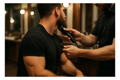 o'smirin bola qora futbolkada sartaroshxonada soch olayapti yuzi ko'rinmasin sticker