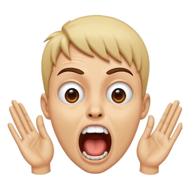 face with palms up, mouth open in a scream, expressive and dramatic sticker