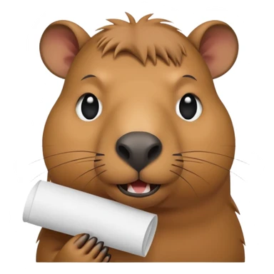 emoji of capibara chewing white paper sticker