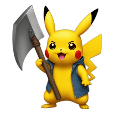 Pikachu with a axe sticker