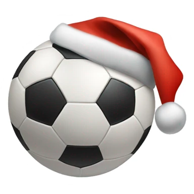 Soccer ball with a Santa hat sticker