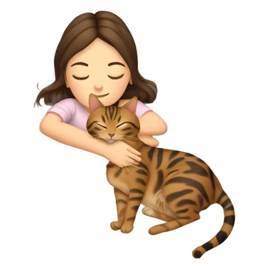 brunette girl sleeping with bengal cat sticker