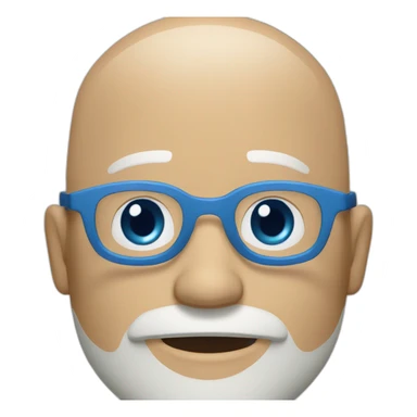 a white man with a white beard and no hair and round blue glasses sticker