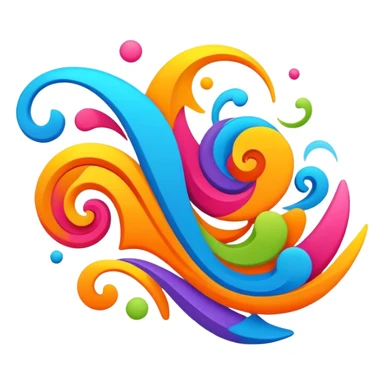 abstract randomness with colorful swirls and shapes sticker