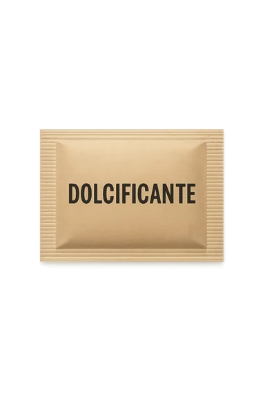boccetta di dolcificante con la scritta "DOLCIFICANTE" SULL'ETICHETTA, ISOLATA SU SFONDO BIANCO sticker