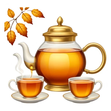 Gold samovar and autumn and a cup sticker