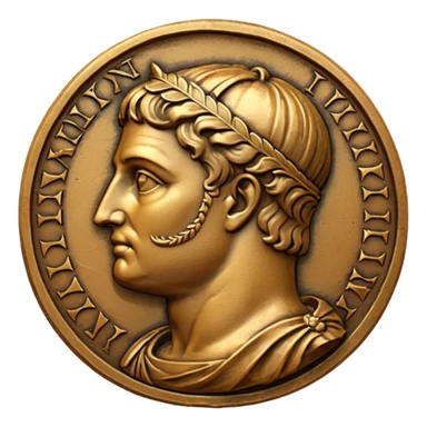 An emoji of an ancient Roman coin with an emperor's profile. sticker