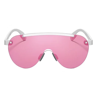 ultra minimalist frameless pink tinted shield visor sunglasses, simple clean lines sticker