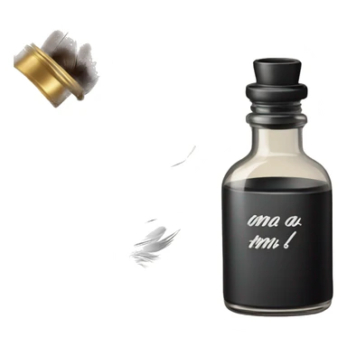 a feather quill and ink bottle sticker