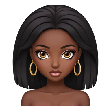 african beauty, dark black people hair, pretty eyes, pretty makeup, pretty bratz baddie sticker