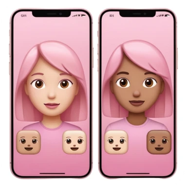 pink video call between 2 people on different phone sticker