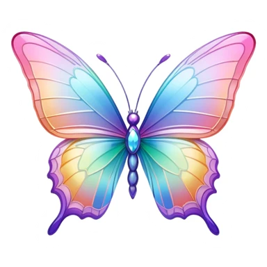 Pastel rainbow-gradient iridescent crystal butterfly sticker
