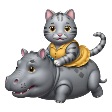 cat on hippo sticker