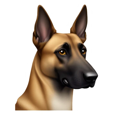 belgian malinois with white patch around right eye and ear sticker