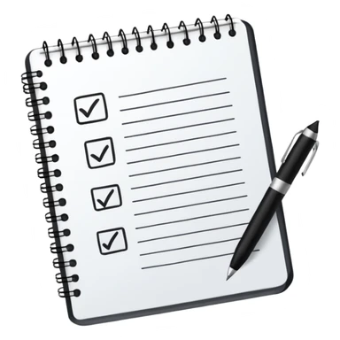 notebook with checkmarks and pen sticker