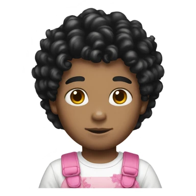 Black curly hair boy hello kitty sticker