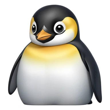 cinematic-emperor-penguin-portrait-emoji,-head-tilted-playfully-and-inquisitively,-with-glossy,-pristine-plumage,-sparkling-eyes-filled-with-curiosity,-simplified-yet-irresistibly-adorable-features, black, large black eyes face sticker