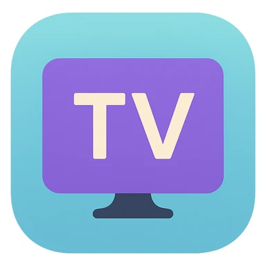 smart tv, iOS app icon style, rounded square, glossy, modern, minimal, vibrant colors sticker