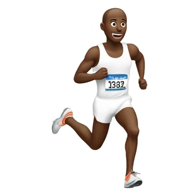 a white marathon runner winning a race sticker