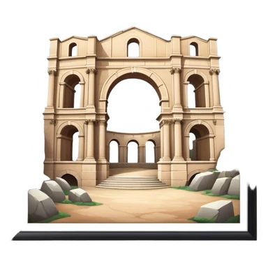 Cinematic Realistic Pula Arena Landmark Emoji, presenting the grand Roman amphitheater with towering stone arches. sticker