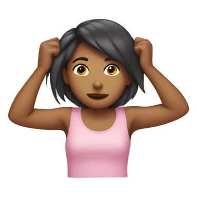 Girl tucking her hair behind her ear shy sticker