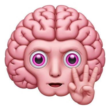 Cartoon Brain with eyes flashing a peace sign sticker