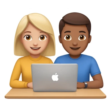 video meeting via laptop 2 people talking and smiling sticker