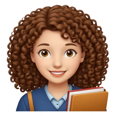woman student , curly hair sticker