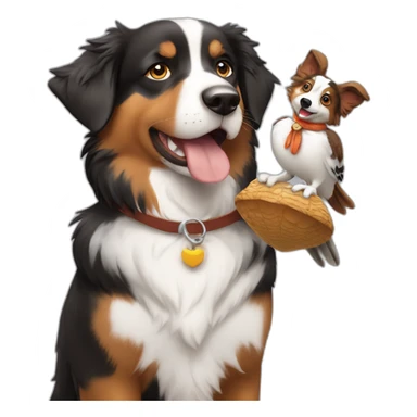 australian shepard holding pheasant toy sticker