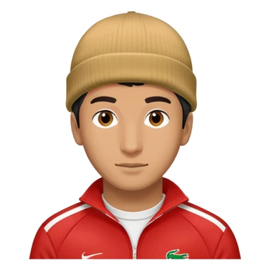 Un homme avec un survet de foot et un bonnet lacoste sticker