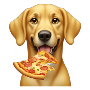 yellow dog eating a pizza sticker