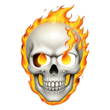 Ghost rider white skull with fire burning sticker