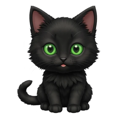 A photo-realistic digital illustration of a cute black kitten sticker